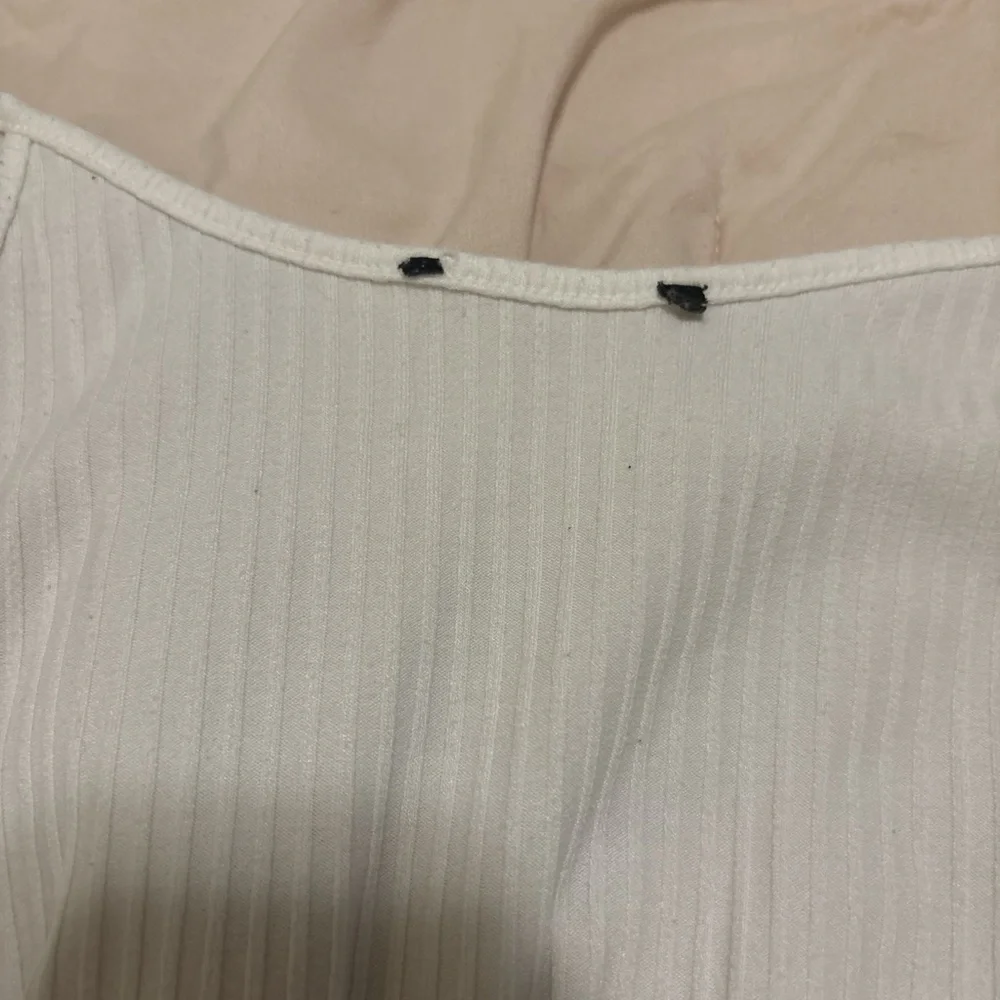 White Ribbed Button-Down Top - Picture 5 of 5
